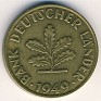 10 Pfennig Germany 1949 KM# 103. Uploaded by Granotius